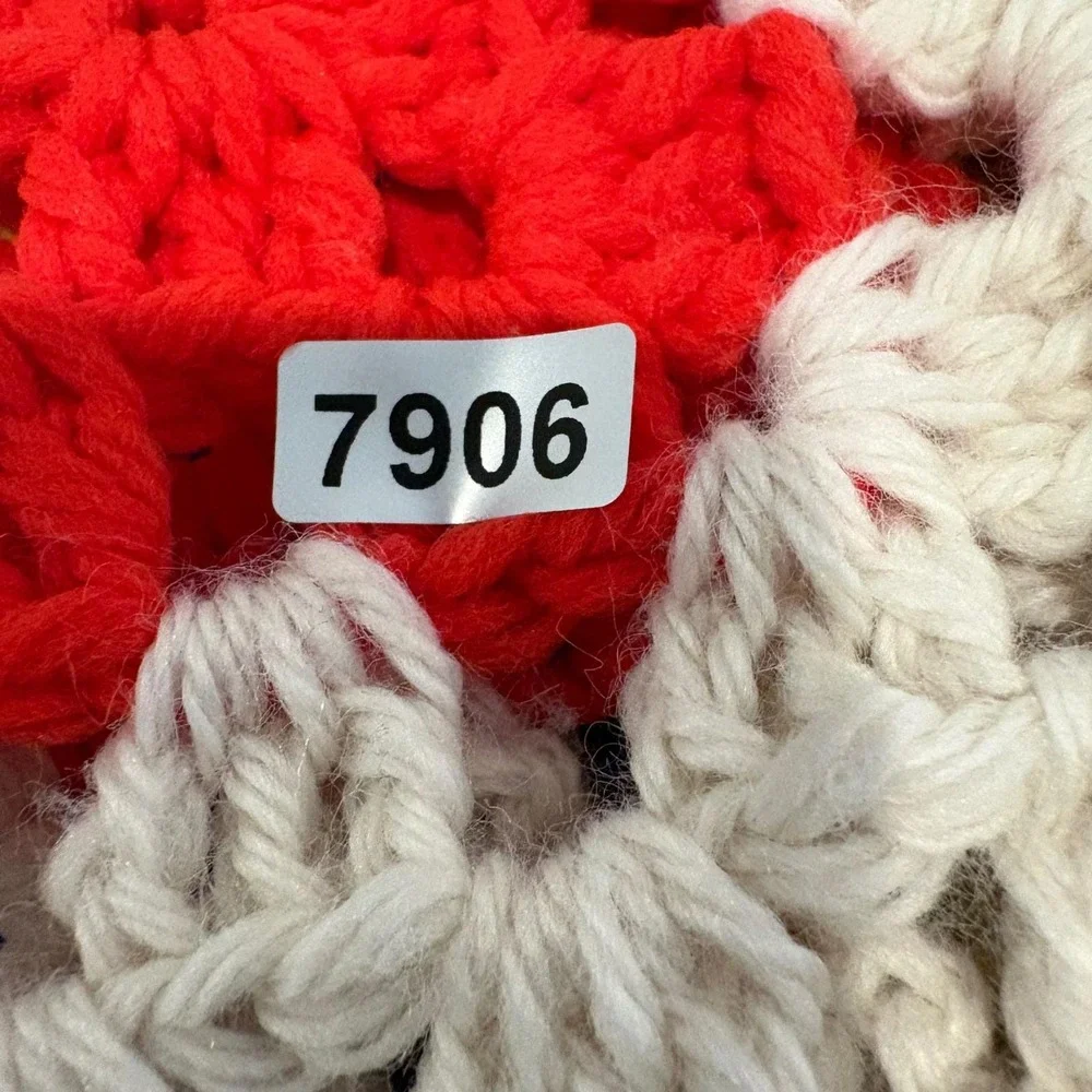 Vtg Patriotic Blanket Handmade Crochet Granny Square 42